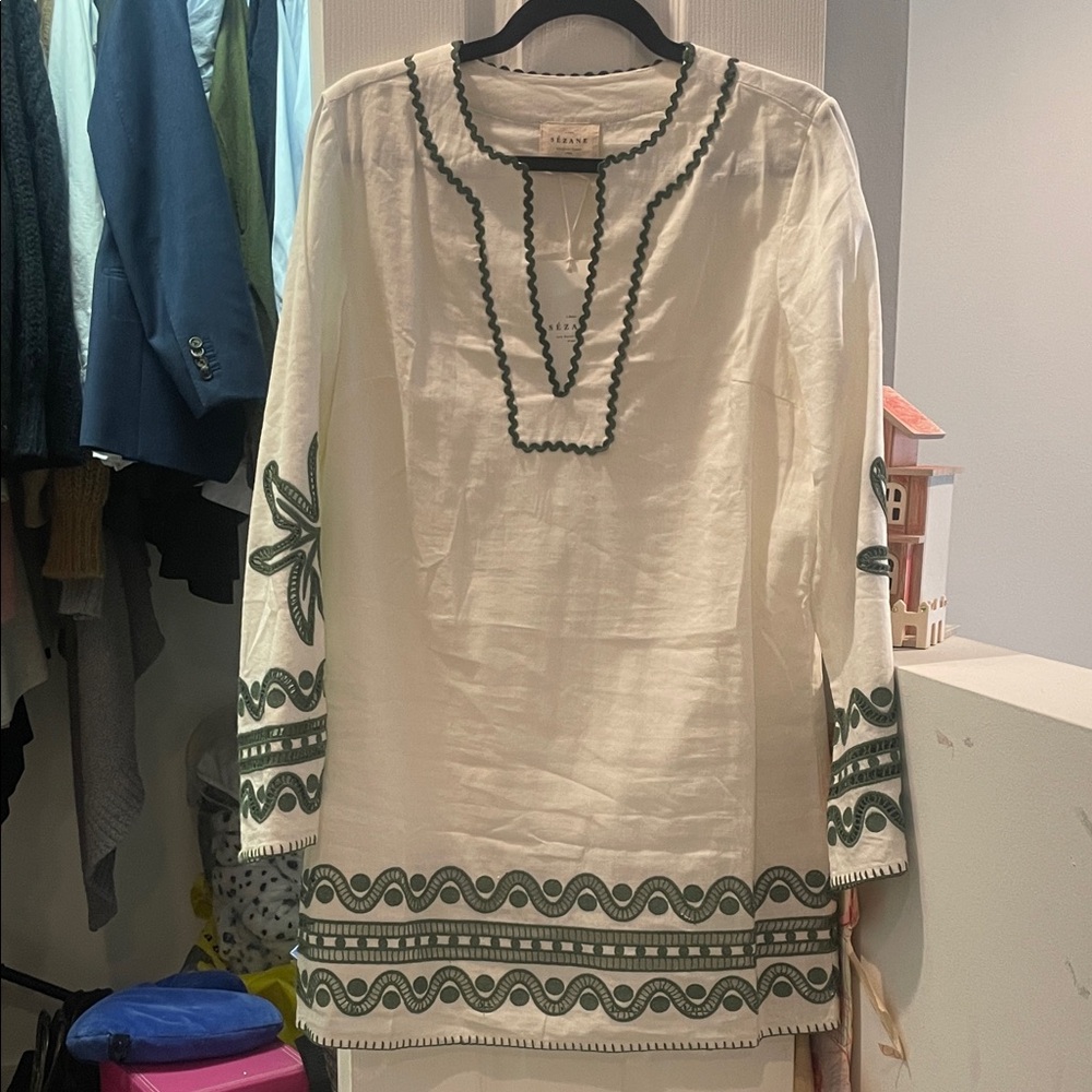 NWT Sézane linen embroidered dress size 36